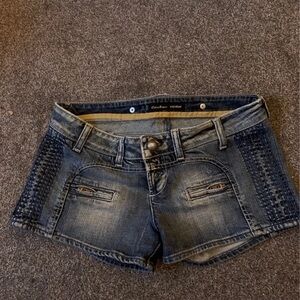 Guess Blue Jean Shorts with Woven Details